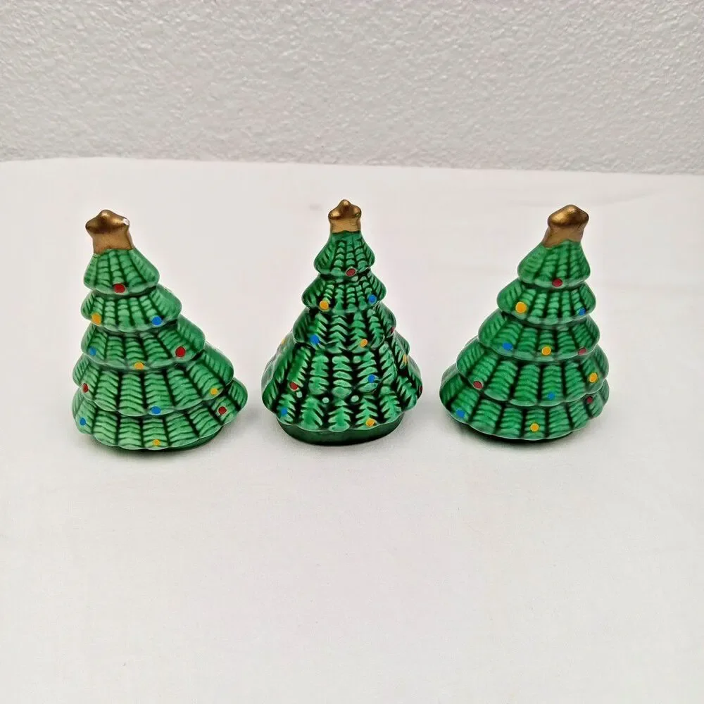 Vintage Ron Gordon Designs Christmas Tree Bell/Salt & Pepper 3-Piece 1984 Flaws